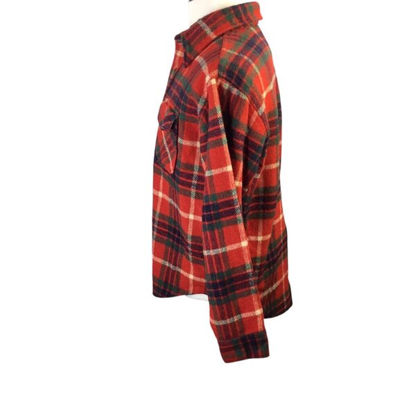 Vintage Campus C.P.O CPO Wool Blend Red Plaid Shirt Jacket Jac Large 16-16 1/2 - Picture 5 of 9